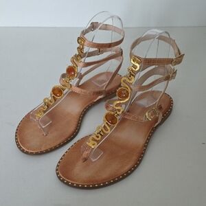 MAKIS KOTRIS | Handmade Greek Gladiator Sandals Leather Brown Sz 36